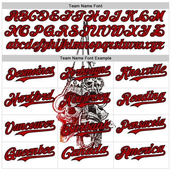 Custom White Red-Black 3D Skull Authentic Baseball Jersey