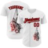 Custom White Red-Black 3D Skull Authentic Baseball Jersey