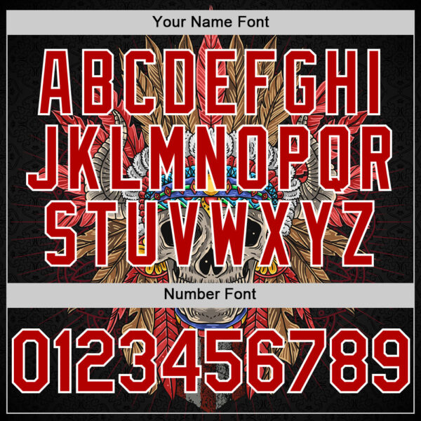 Custom Black Red-White 3D Apache Skull Authentic Baseball Jersey