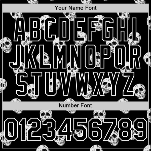 Custom Black White 3D Skull Authentic Baseball Jersey