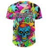 Custom Black White 3D Graffiti Skull Authentic Baseball Jersey