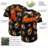 Custom Black Fire Red-Gold 3D Flame Skull Authentic Baseball Jersey