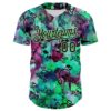 Custom Pea Green Black 3D Graffiti Skull Authentic Baseball Jersey