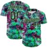 Custom Pea Green Black 3D Graffiti Skull Authentic Baseball Jersey