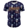 Custom Blue Dark Purple-Gold 3D Apache Skull Authentic Baseball Jersey