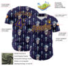 Custom Blue Dark Purple-Gold 3D Apache Skull Authentic Baseball Jersey
