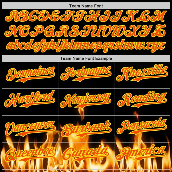 Custom Black Orange-Light Yellow 3D Flame Skull Authentic Baseball Jersey