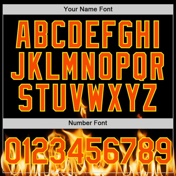 Custom Black Orange-Light Yellow 3D Flame Skull Authentic Baseball Jersey