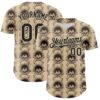 Custom City Cream Black 3D Skull Authentic Baseball Jersey