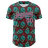 Custom Brown Neon Pink-Aqua 3D Zombie Skull Authentic Baseball Jersey