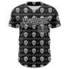 Custom Black White 3D Gothic Skull Authentic Baseball Jersey