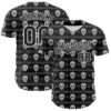 Custom Black White 3D Gothic Skull Authentic Baseball Jersey