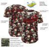 Custom Black Red 3D Skeleton And Flower Authentic Baseball Jersey