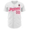 Custom White Neon Pink-Light Pink 3D Pink Ribbon Skull Authentic Baseball Jersey