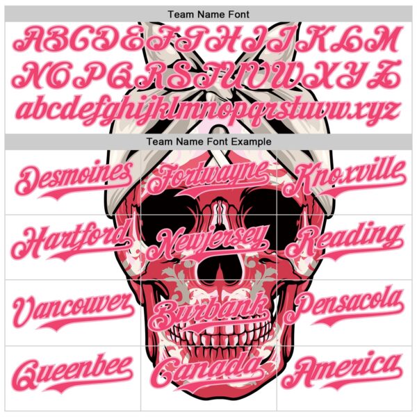 Custom White Neon Pink-Light Pink 3D Pink Ribbon Skull Authentic Baseball Jersey