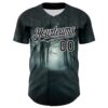 Custom Black White 3D Spooky Skull Authentic Baseball Jersey