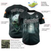 Custom Black White 3D Spooky Skull Authentic Baseball Jersey