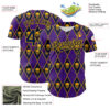 Custom Purple Navy-Gold 3D Skull Authentic Baseball Jersey