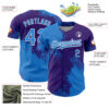 Custom Electric Blue Purple-White 3D Pattern Design Abstract Brush Stroke Authentic Baseball Jersey