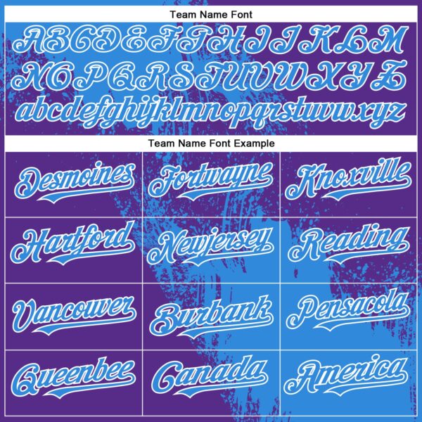 Custom Electric Blue Purple-White 3D Pattern Design Abstract Brush Stroke Authentic Baseball Jersey