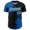 Custom Blue Black-White 3D Pattern Design Abstract Brush Stroke Authentic Baseball Jersey