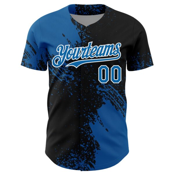 Custom Blue Black-White 3D Pattern Design Abstract Brush Stroke Authentic Baseball Jersey