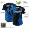 Custom Blue Black-White 3D Pattern Design Abstract Brush Stroke Authentic Baseball Jersey