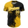 Custom Yellow Black-White 3D Pattern Design Abstract Brush Stroke Authentic Baseball Jersey