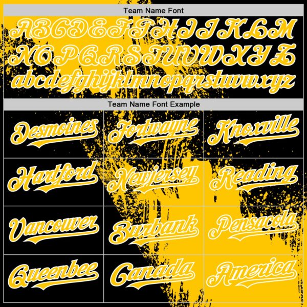 Custom Yellow Black-White 3D Pattern Design Abstract Brush Stroke Authentic Baseball Jersey