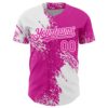 Custom White Deep Pink 3D Pattern Design Abstract Brush Stroke Authentic Baseball Jersey