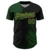Custom Green Black-Old Gold 3D Pattern Design Abstract Brush Stroke Authentic Baseball Jersey