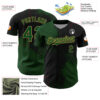 Custom Green Black-Old Gold 3D Pattern Design Abstract Brush Stroke Authentic Baseball Jersey