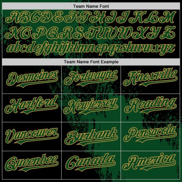 Custom Green Black-Old Gold 3D Pattern Design Abstract Brush Stroke Authentic Baseball Jersey