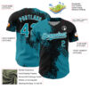 Custom Teal Black-White 3D Pattern Design Abstract Brush Stroke Authentic Baseball Jersey