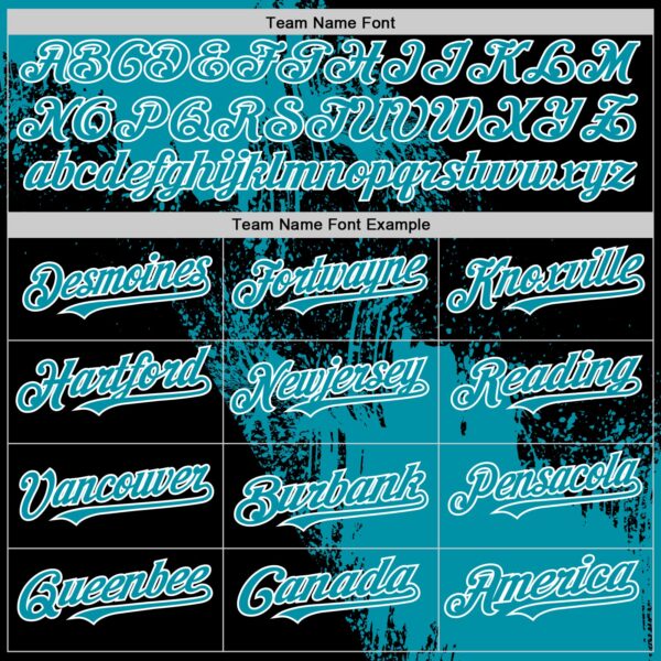 Custom Teal Black-White 3D Pattern Design Abstract Brush Stroke Authentic Baseball Jersey