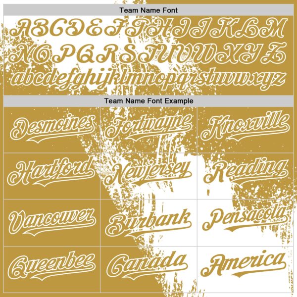 Custom White Old Gold 3D Pattern Design Abstract Brush Stroke Authentic Baseball Jersey