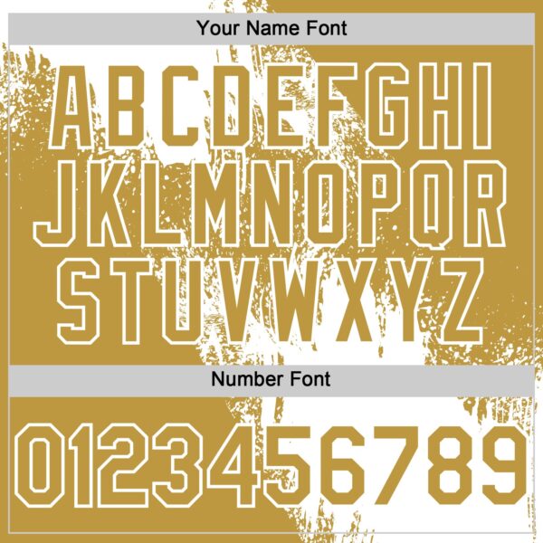 Custom White Old Gold 3D Pattern Design Abstract Brush Stroke Authentic Baseball Jersey