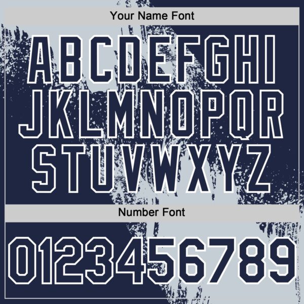 Custom Silver Navy-White 3D Pattern Design Abstract Brush Stroke Authentic Baseball Jersey