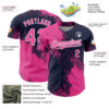 Custom Pink Navy-White 3D Pattern Design Abstract Brush Stroke Authentic Baseball Jersey
