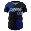 Custom US Navy Blue Black-White 3D Pattern Design Abstract Brush Stroke Authentic Baseball Jersey