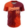 Custom Orange Crimson-White 3D Pattern Design Abstract Brush Stroke Authentic Baseball Jersey