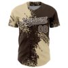 Custom Cream Brown-White 3D Pattern Design Abstract Brush Stroke Authentic Baseball Jersey