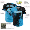Custom Sky Blue Black-White 3D Pattern Design Abstract Brush Stroke Authentic Baseball Jersey