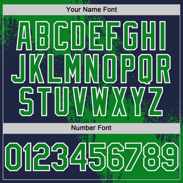 Custom Grass Green Navy-White 3D Pattern Design Abstract Brush Stroke Authentic Baseball Jersey