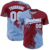 Custom Light Blue Crimson-White 3D Pattern Design Abstract Brush Stroke Authentic Baseball Jersey