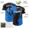 Custom Electric Blue Brown-White 3D Pattern Design Abstract Brush Stroke Authentic Baseball Jersey