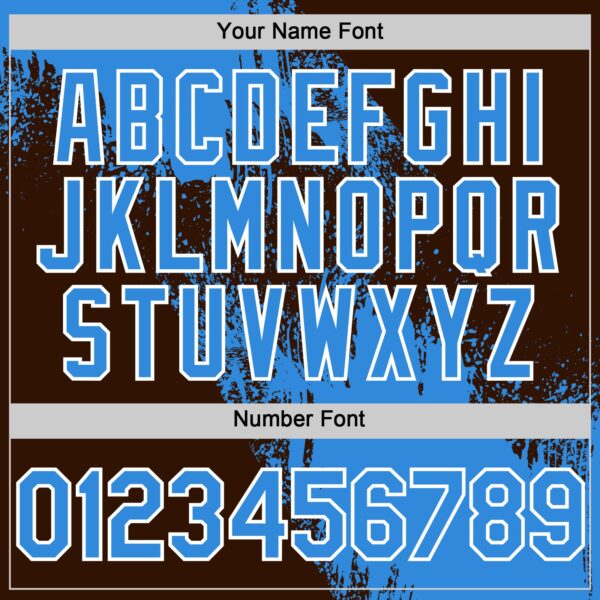 Custom Electric Blue Brown-White 3D Pattern Design Abstract Brush Stroke Authentic Baseball Jersey