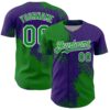 Custom Grass Green Purple-White 3D Pattern Design Abstract Brush Stroke Authentic Baseball Jersey