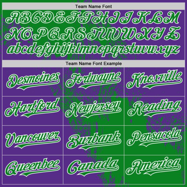 Custom Grass Green Purple-White 3D Pattern Design Abstract Brush Stroke Authentic Baseball Jersey