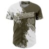 Custom White Olive 3D Pattern Design Abstract Brush Stroke Authentic Baseball Jersey